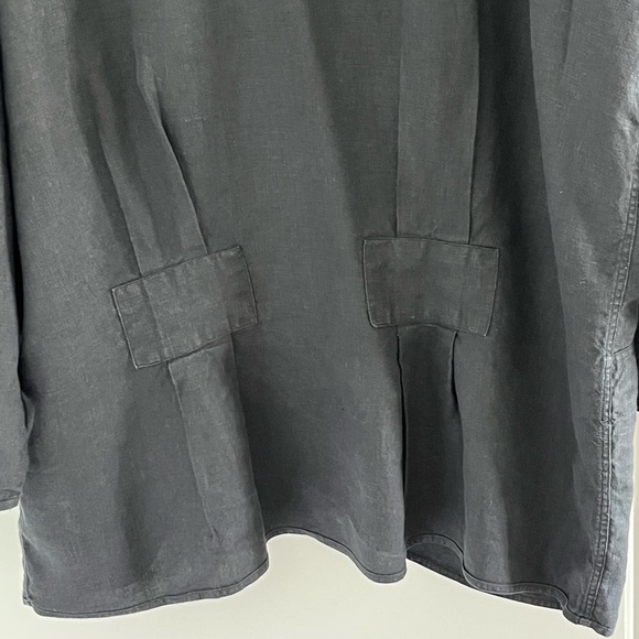 FLAX by Jeanne Engelhart 100% Linen Black Oversized Button Front Blazer Jacket L - Picture 8 of 14